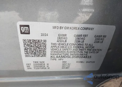 2025 Buick Encore Gx Sport Touring Fwd из США, поврежденный, VIN KL4AMDSL3SB104815